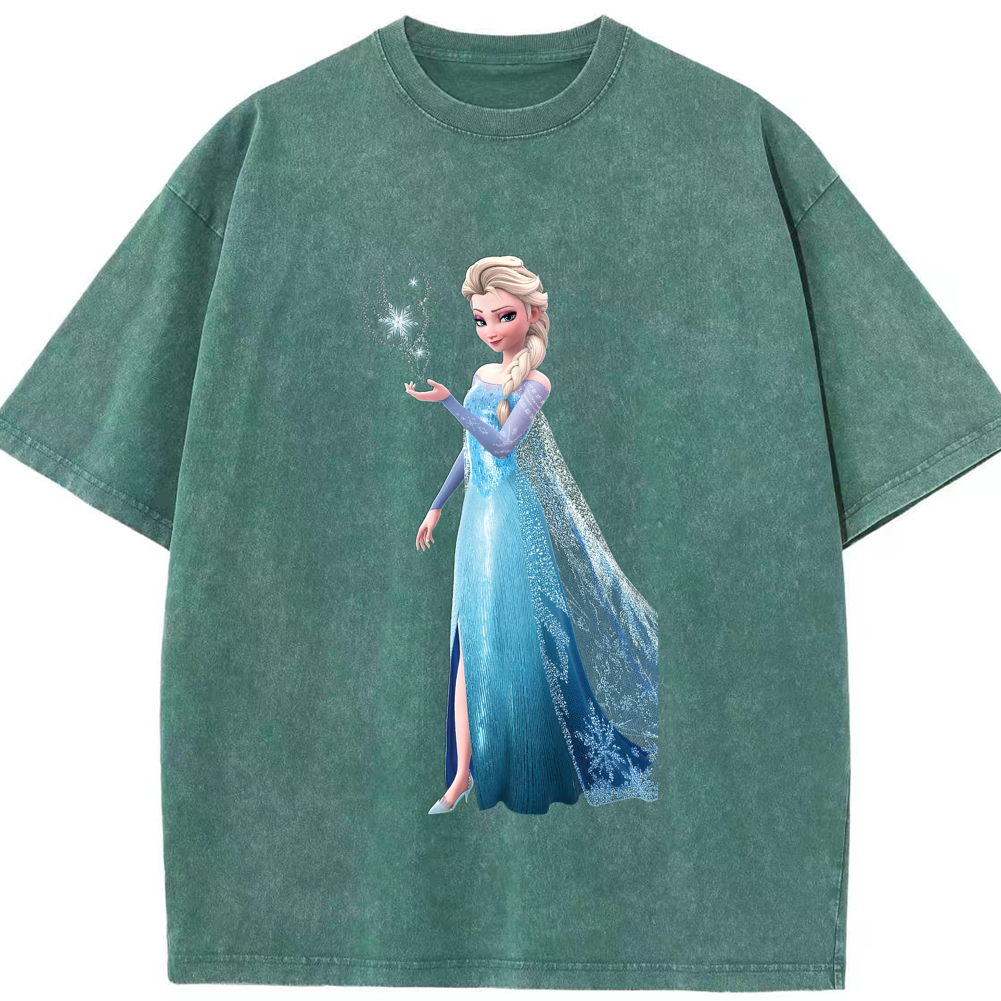 （画像用） アナと雪の女王 アンナ エルサ Frozen Anna Elsa 綿100% ヴィンテージ風 半袖Tシャツ（フロントプリント）